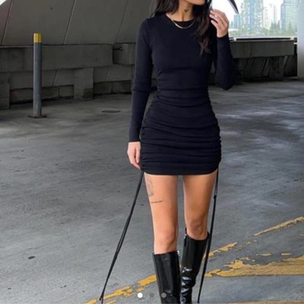 Princess Polly Military Minds Long Sleeve Mini Dress in Dusty Blue
